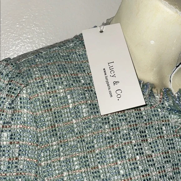 Blue Cropped Blazer with Textured Fabric - Picture 2 of 7